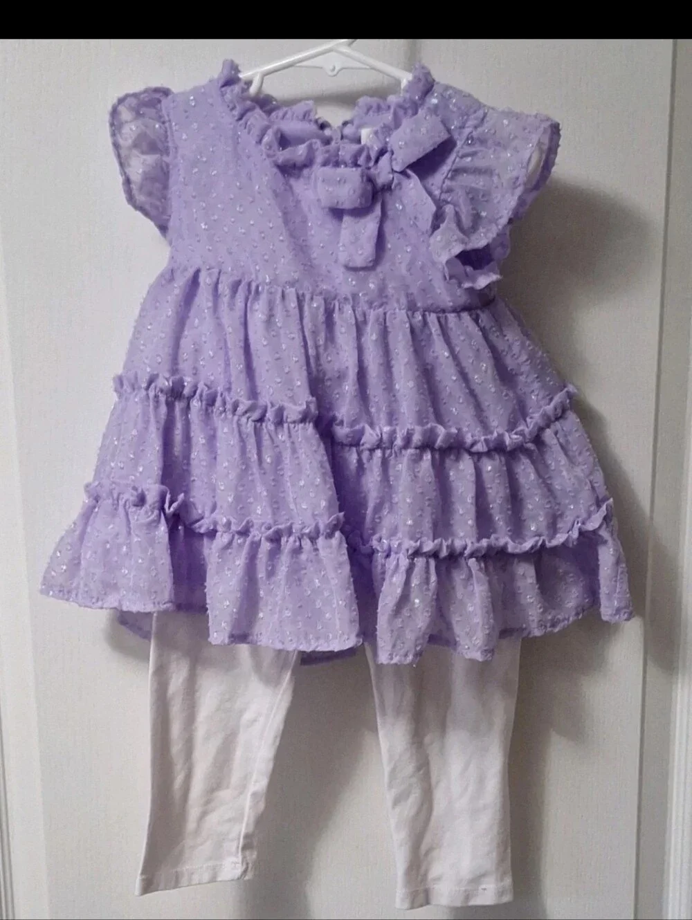 Rare Editions 3T Lilac Ruffled Dress with White Leg Bottoms